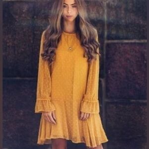 Zara Mustard Long Sleeve Dress